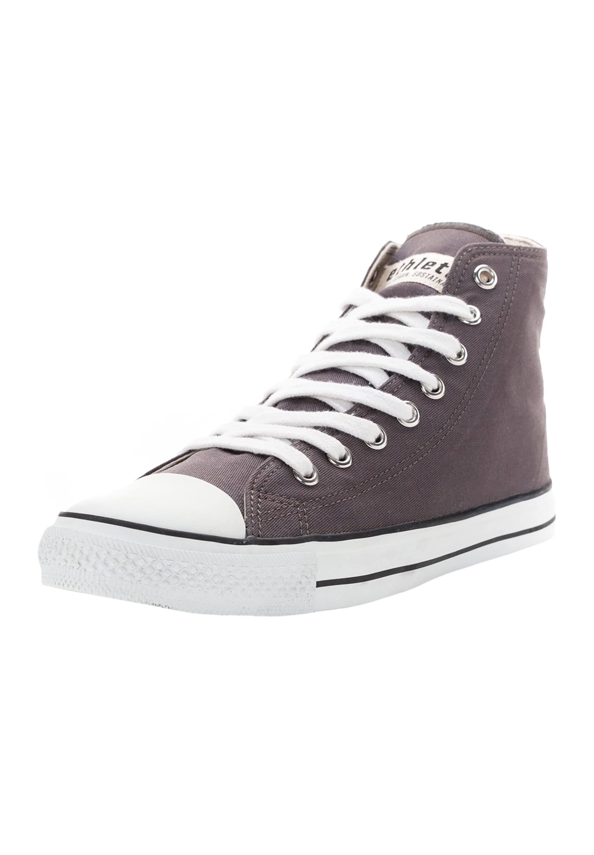 Sneaker ETHLETIC "White Cap Hi Cut", Damen, Gr. 39, grau (pewter grau, just weiß), Obermaterial: 100% Baumwolle; Futter: 100% Baumwolle; Decksohle: 100% Baumwolle; Sohle: 100% Naturkautschuk, Schuhe Sneakerboots Canvassneaker Sneaker high, Keine Angabe