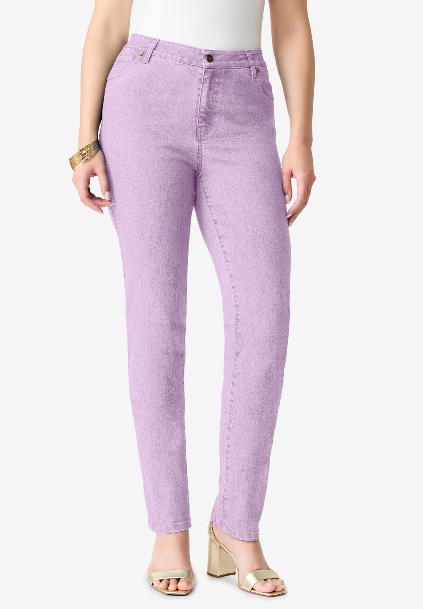 Plus Size Women's Plus Size Classic Stretch Straight Leg Jean by Denim 24/7 by Roamans in Pale Lavender (Size 16 W)