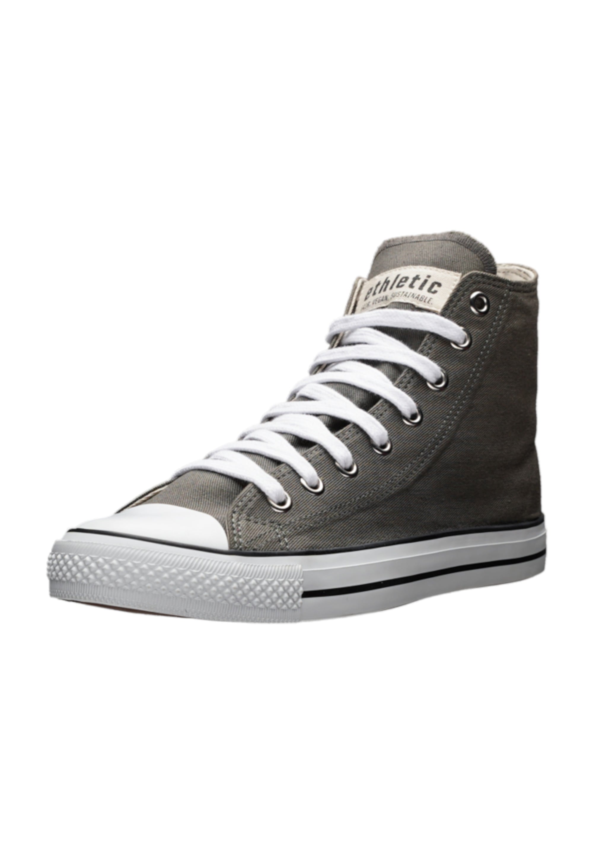 Sneaker ETHLETIC "White Cap Hi Cut", Damen, Gr. 37, grau (donkey grau, just weiß), Obermaterial: 100% Baumwolle; Futter: 100% Baumwolle; Decksohle: 100% Baumwolle; Sohle: 100% Naturkautschuk, Schuhe Sneakerboots Canvassneaker Sneaker high, Keine Angabe