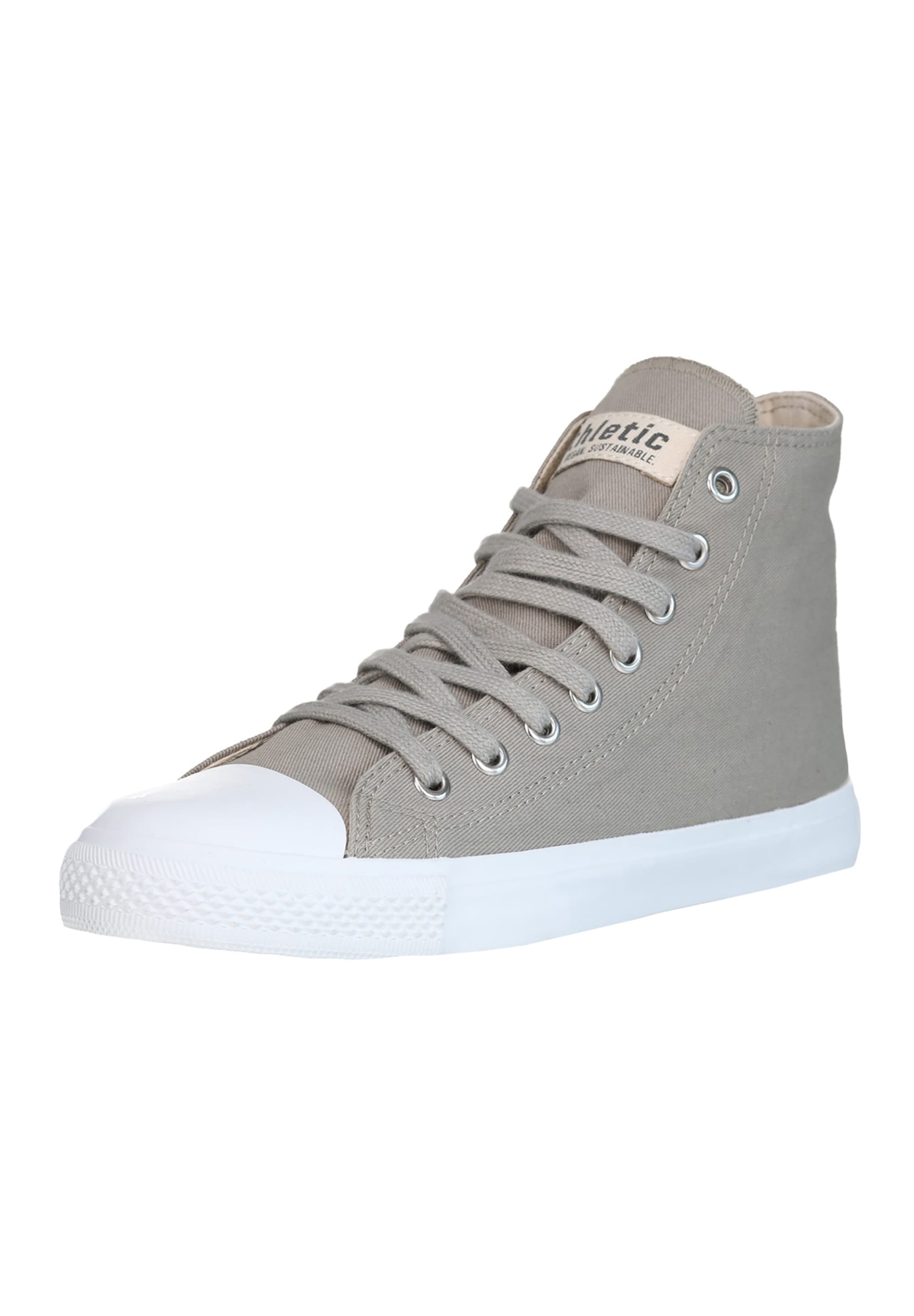 Sneaker ETHLETIC "White Cap Hi Cut", Damen, Gr. 41, grau (frozen olive just weiß), Obermaterial: 100% Baumwolle; Futter: 100% Baumwolle; Decksohle: 100% Baumwolle; Sohle: 100% Naturkautschuk, Schuhe Sneakerboots Canvassneaker Sneaker high, Keine Angabe