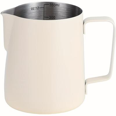 TEMU Premium Stainless Steel Milk Frothing Pitcher - 12oz/20oz, Thickened 304 Coffee Steaming Cup For Espresso Machines (white) Image