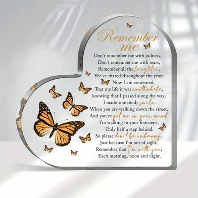 TEMU Acrylic Heart Shape Memorial Bereavement Gift Paperweight Remembrance Decorations Funeral Grief Condolence Memorial