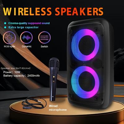 TEMU Am-2301 Wireless Led , 40w Subwoofer, Rgb , 2400mah Battery, Includes , Tws , For & Use