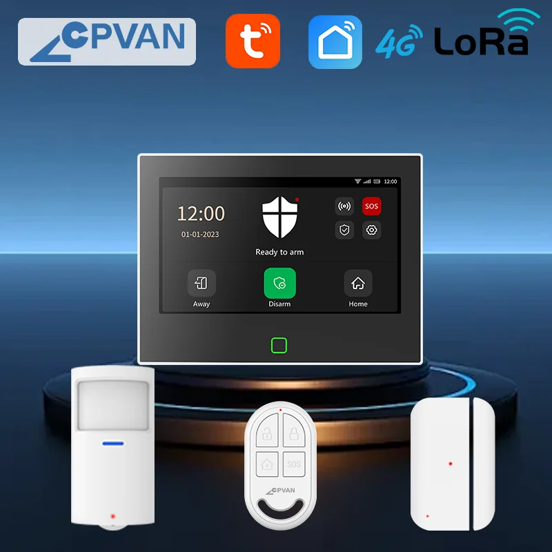 CPVAN Tuya Smart Home Alarm System 7 Zoll Wireless WiFi 4G LoRa Version Home Einbrecher Sicherheitsalarm Kit Eingebauter 5000 mAh Akku Image