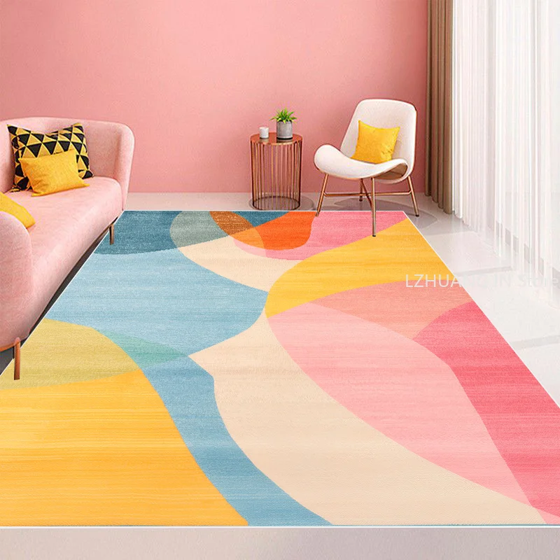 Modernes Zuhause Morandi rosa Teppich Wohnzimmer Sofa Bereich Teppich einfache Dekoration Licht Luxus Boden matte Mädchen Schlafzimmer Nacht weichen Teppich