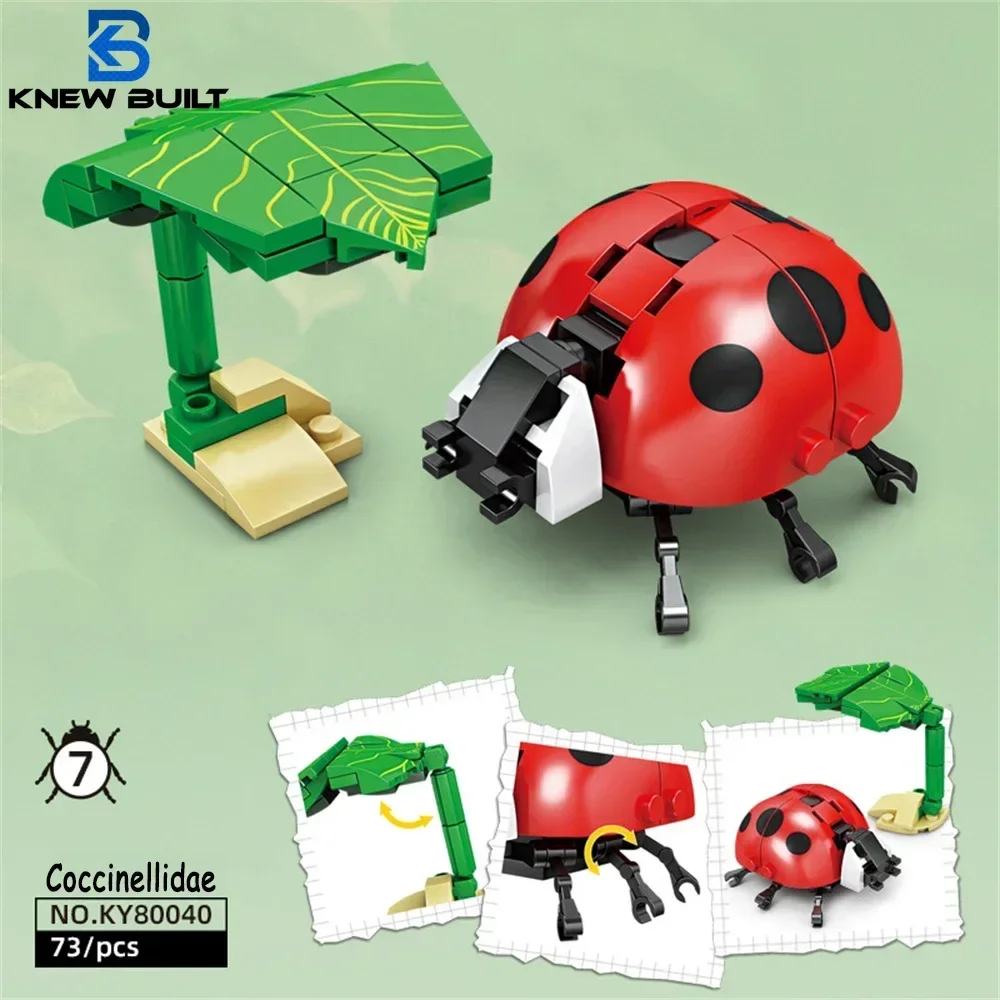 Bausteine-Spielzeugset mit Marienkäfer-Insekten – langlebiges Spiel für Kinder, tolle Sammlermodelle, Libelle, Mantis, Hausfliege und mehr Image