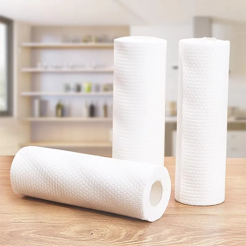 Papier handtücher, saugfähiges Einweg handtuch für die Küchen reinigung, nicht gewebte Geschirr tuch rolle, saugfähig und langlebig, 50 Blatt pro Rolle Image