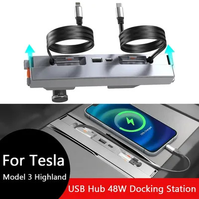 Tesla USB-Hub für Tesla Model 3 2024, wasserdicht, Schnellladegerät für Tesla Model 3 Highland Image