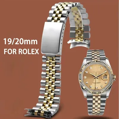 19 mm 20 mm gebogenes Ende Metallarmband für Rolex-Uhrenarmbänder, massives Edelstahlband für Damen Image