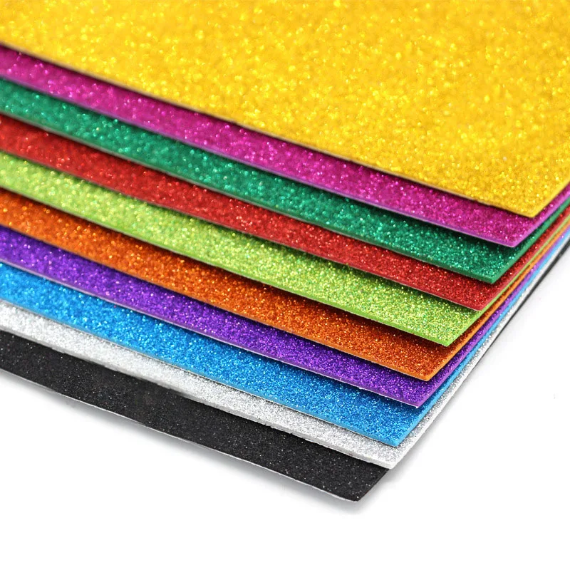 10 Stücke Dicke A4 Gold Pulver Glitter Aufkleber Eva Schaum Papier Glänzende Papiere Kinder Handgemachte Diy Scrapbooking Handwerk Dekor Aufkleber Image