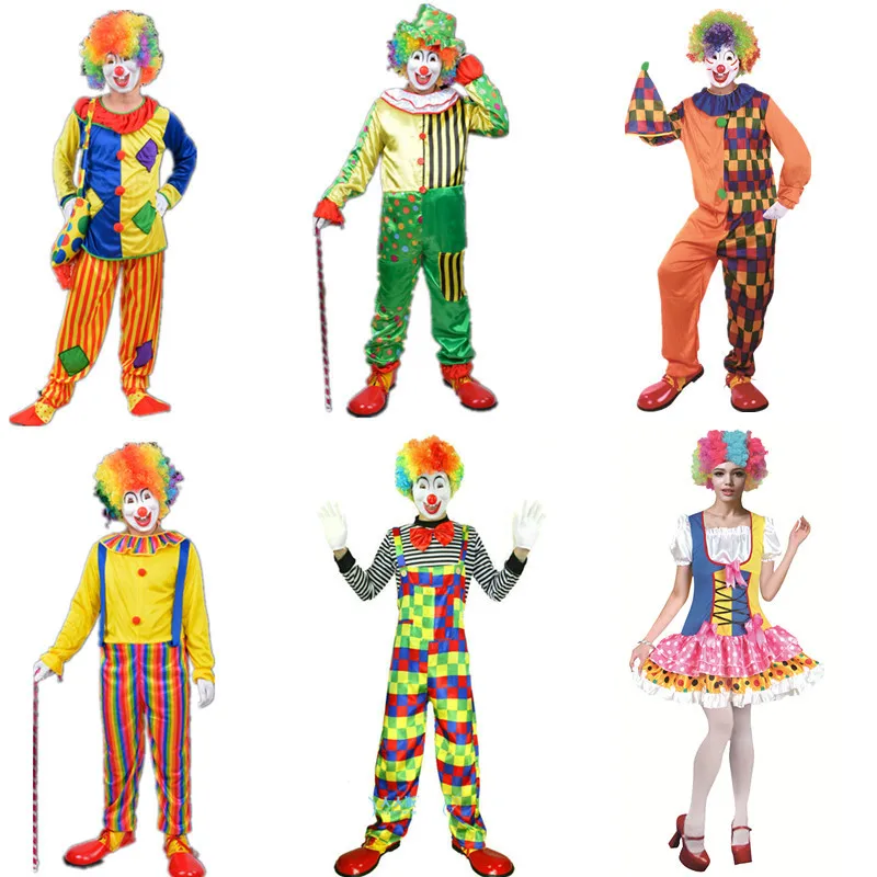 Halloween Erwachsene lustige Zirkus Clown Overall Karneval Party Cosplay Männer Frauen Kostüm verkleiden sich keine Perücke Image
