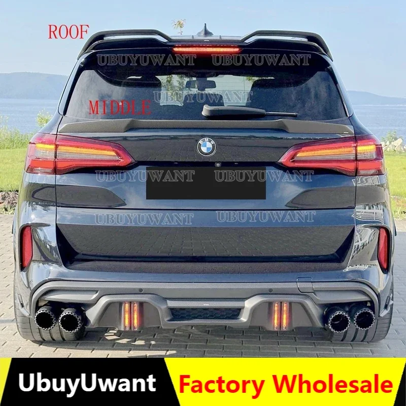 Autozubehör Echt kohle faser material Heck koffer Heckflügel spoiler für BMW X5M F95 SUV 2014-2017 Dach und Mittels poiler Image