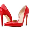 Frauen Schuhe Sexy Pumps Stilettos 11CM High Heels Spitzschuh Lackleder Kleid Rotes Boot Flaches