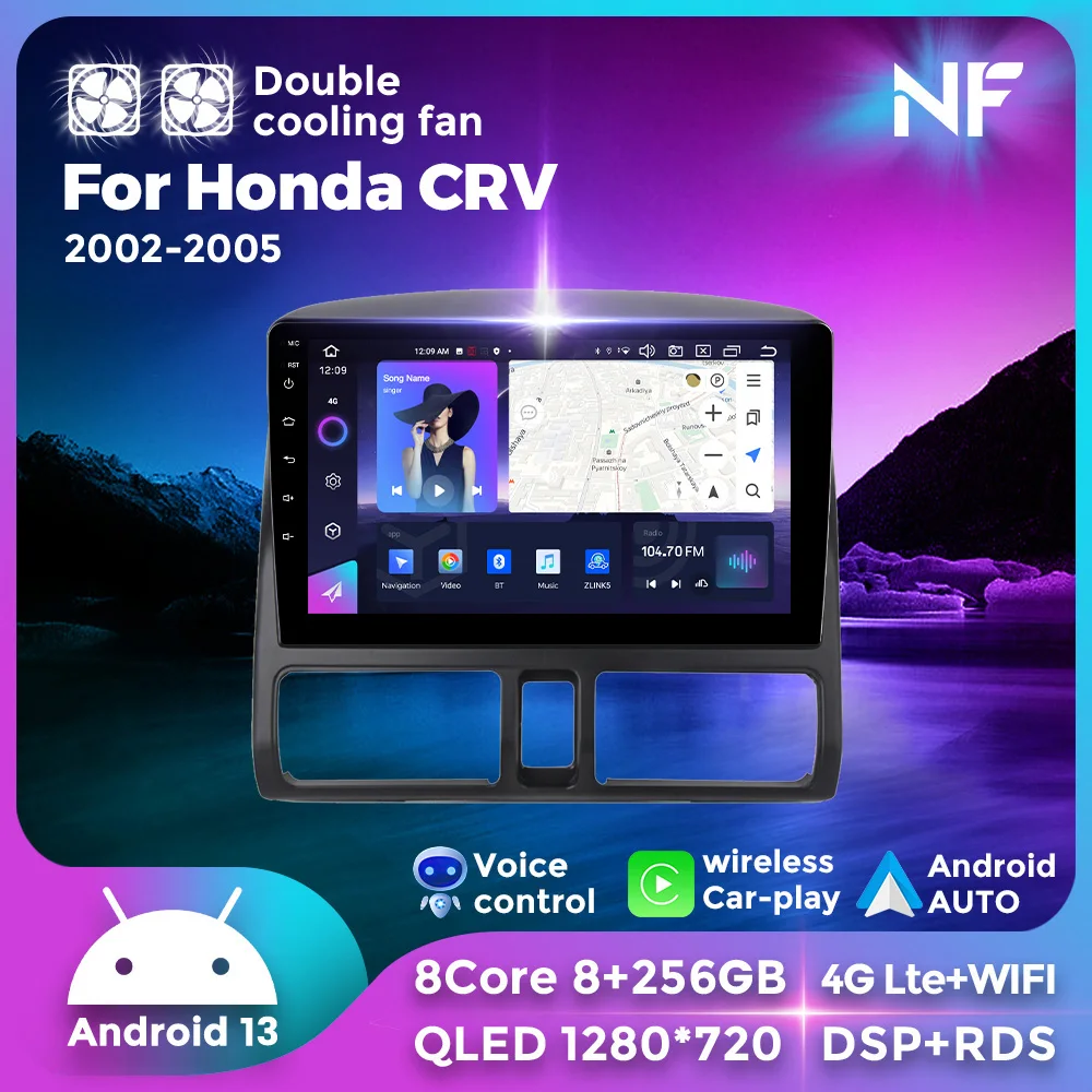Navifly Android 13 All-in-One-Autoradio 4G voller Netcom 2din Stereo-Player Head Unit Smart Screen für Honda CR-V CRV 2 2001–2006 Image
