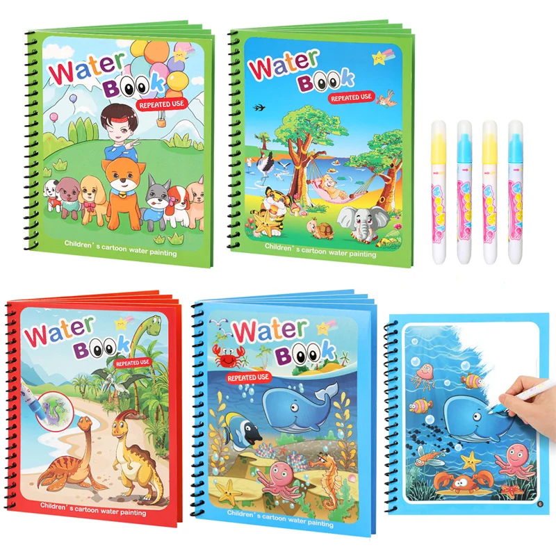 Montessori-Spielzeug, wiederverwendbares Malbuch, magisches Wasser-Zeichenbuch für Kinder, Kleinkind-Spielzeug, Malbuch, Lernspielzeug für Kinder Image