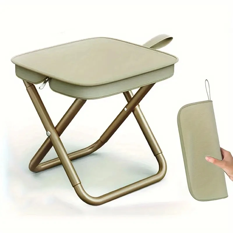Klappbares Federmäppchen für den Außenbereich, kleiner Hocker, Taschenhocker, tragbarer Angelhocker, Camping, Reisen, Freizeit, Handtaschenstuhl Image