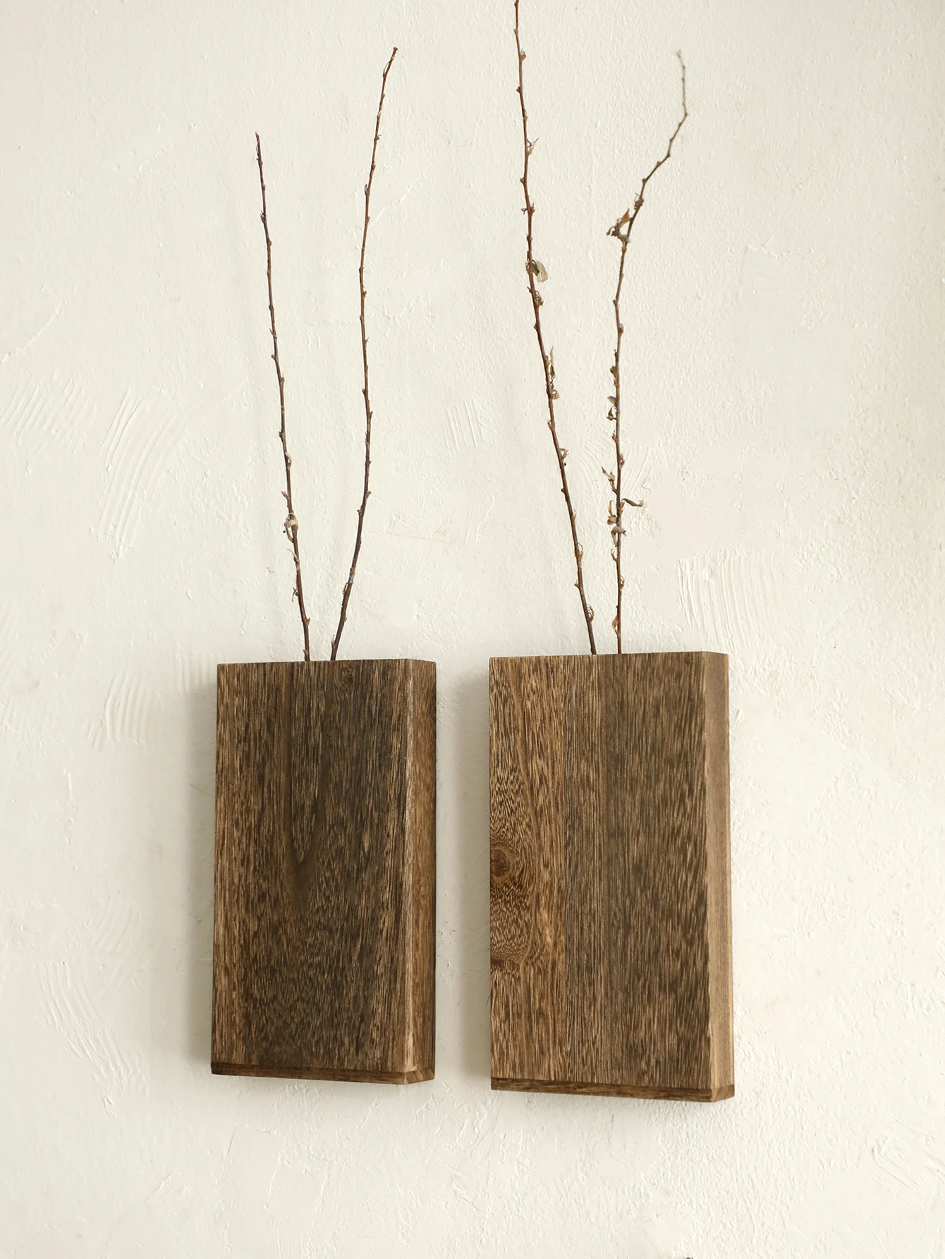 Wandmontierter Pflanzgefäß aus Holzkohleholz für getrocknete Blumen und Pflanzen, Boho-Raumdekoration, ästhetische Wanddekoration, Heimdekoration Image