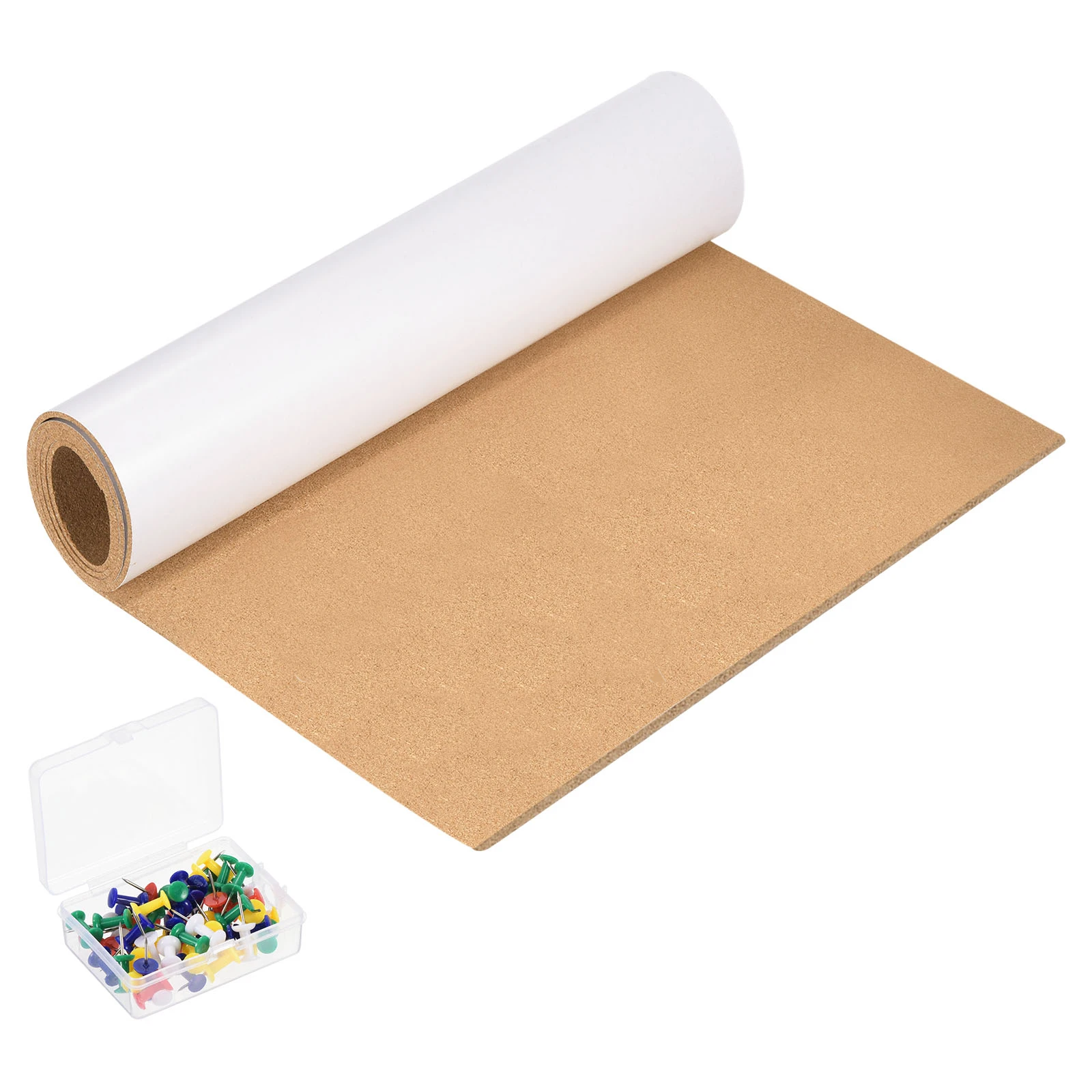 Quadratische Korktafel, Pinnwand, selbstklebende kleine quadratische Stifttafel mit Push-Pin, Holzklammern, Wandkorktafel, Fliesen, Korktafel Image