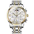 OLEVS Hommes Montres à quartz Extérieur Sportif Mode Décontractée Affichage des phases de lune Lumineux Calendrier Chronographe Acier Suivre