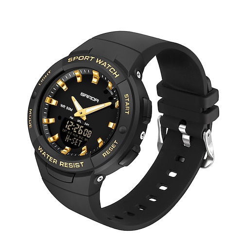 SANDA Hommes Montre Digitale Mode Décontractée Montre Bracelet Résistance aux chocs Lumineux Chronomètre Fonction réveille Compte à rebours Résine Suivre