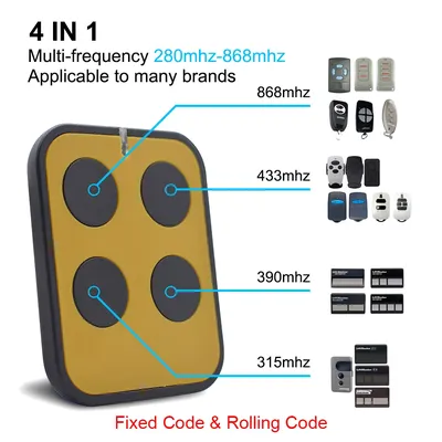 Multi Frequency 433mhz -868mhz Remote Control Gate Garage Door Remote Universal Duplicator Fixed Rolling Code Copier Controller