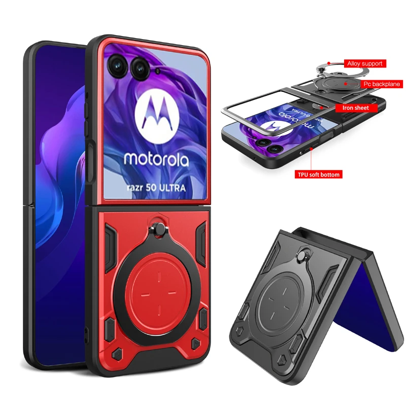 Phone Case For Motorola MOTO Razr 40 Ultra Razr 50 Ultra Razr Plus 2024 Built in Kickstand Military Grade Drop Tested Back Cover