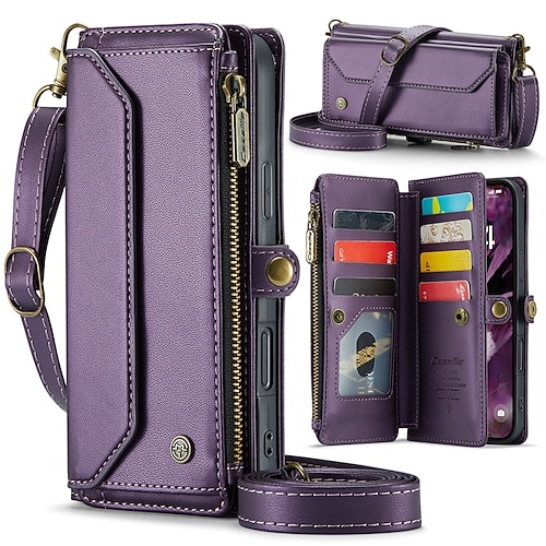 Handy Hülle Handyhüllen Für iPhone 17 Pro Max 17 Air 16 15 14 Pro Max Plus 13 12 11 Pro Max Mini Brieftaschenhülle Mit Ständer Magnetisch mit Trageriemen Retro TPU PC Image