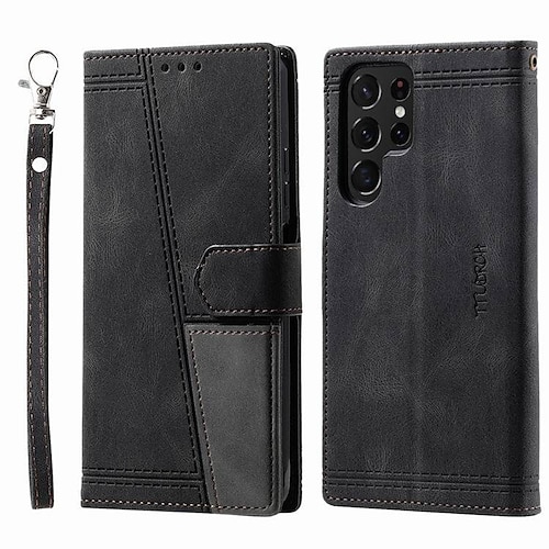 Handy Hülle Handyhüllen Für S26 Ultra Plus S25 S23 S22 Plus Ultra S23 FE S20 A25 A15 A14 A34 Brieftaschenhülle Mit Ständer Mit Handgelenkschlaufe Kartenfach Retro TPU PU-Leder Image