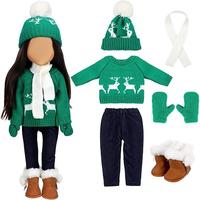 Weihnachtskleidung und Accessoires für 18-Zoll-Puppen, Winter-Puppen-Outfits-Set, Pullover, Hosen, Mützen, Schuhe für 18-Zoll-Puppen, Geschenke (ohne Puppe)