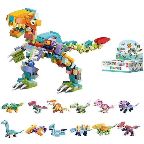 12PCS Partytüten für Kinder Überraschungstüten Mini Bauklötze Dinosaurier Tierbaukästen Baukästen STEM Spielzeug für Geburtstagsgeschenk Überraschungstüten Weihnachtsgeschenk Image
