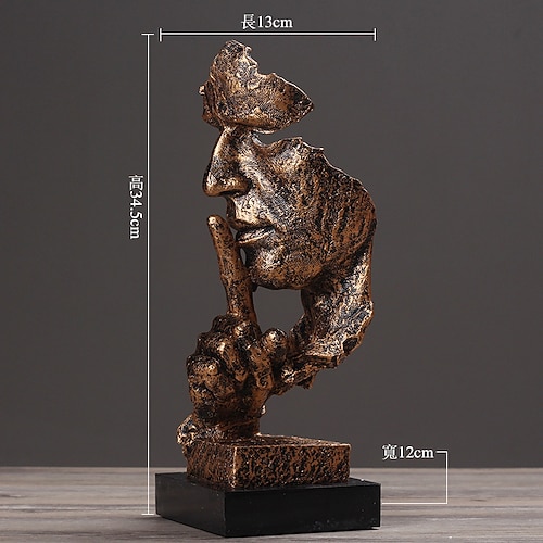 Denkerstatue – Schweigen ist Gold, modernes Dekor, kreative abstrakte Kunstfigur, Skulpturen aus Kunstharz, Dekoration für Zimmer, Zuhause, Arbeitszimmer, Büro, für Männer, Schreibtisch-Ornament Image