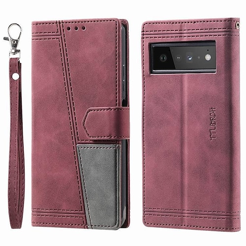 Handy Hülle Handyhüllen Für Pixel 8 Pro Pixel 8 Pixel 7 Pixel 7 Pro Pixel 6 Pixel 6 Pro Brieftasche Kartenetui mit Halterung mit Handschlaufe Kartenschlitz Retro TPU PU-Leder Image