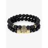 Men's Beaded Bracelet Set – Red Tiger Eye Stones with Gold-Plated Accents and Black Crystal Inlays for a Stylish Look