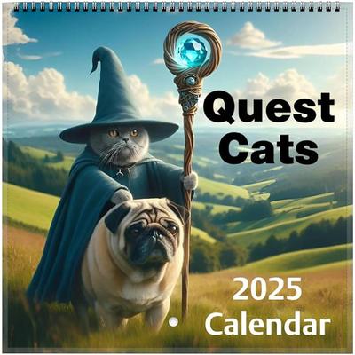 2025 Weird Medieval Exploration Cat Calendar, Weird Medieval Quest Cats Calendar 2025, Funny Cat Wall Calendar, Cat Planner Monthly Calendar, For Cat Lovers