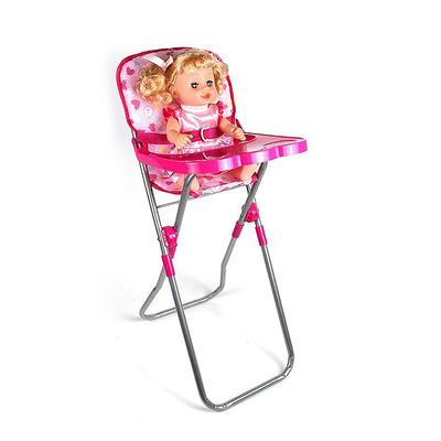 Doll Stroller - Metal Fold Up and Down Umbrella Stroller for Realistic Pretend Play Pink