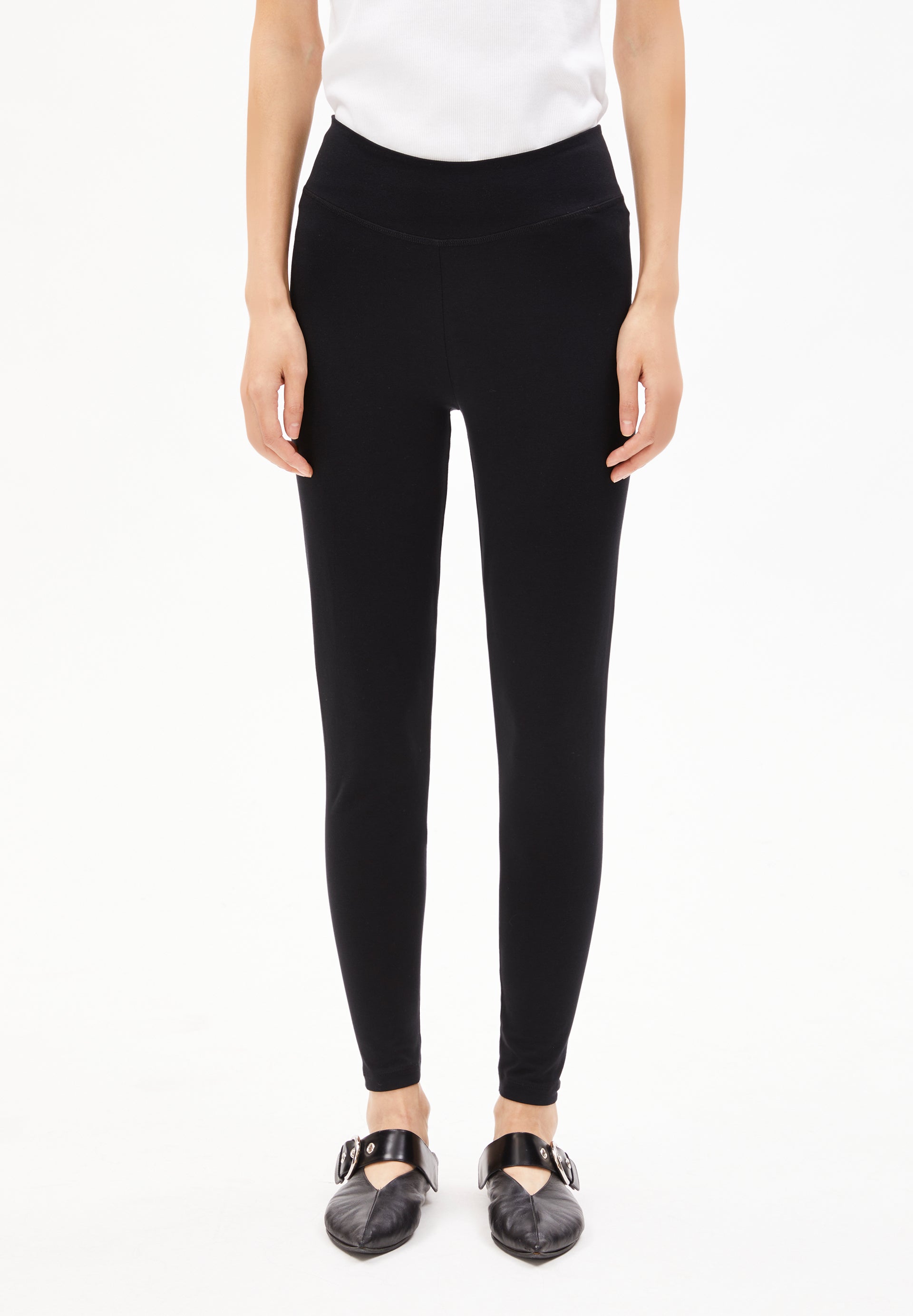 FARIBAA | Leggings aus Bio-Baumwoll Mix - schwarz (L)
