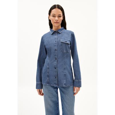 NILAARA - Frauen Fitted Bluse - blau (Größe: M)