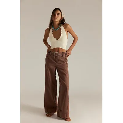 We The Free Sloane Belted Pants at Free People in Otter, Size: XL