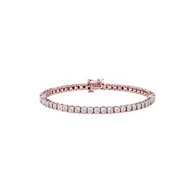 Women's Silver 1.0 Cttw Miracle-Set Diamond Tennis Bracelet - 10" by Haus of Brilliance in Rose Gold