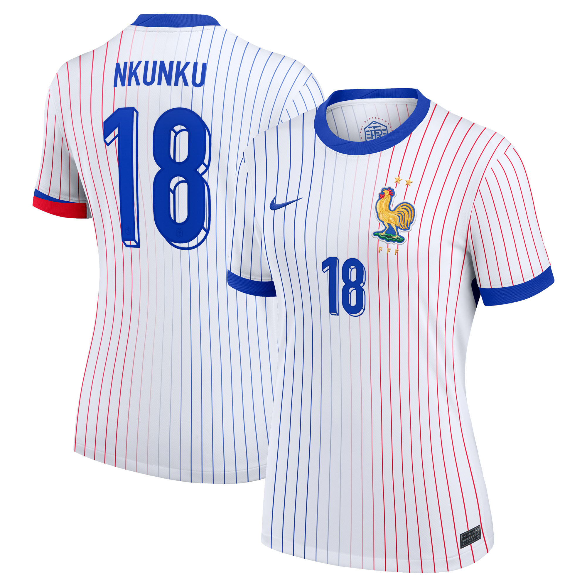 Frankreich Nike Stadium Auswärtstrikot 2024 - Damen mit Aufdruck Nkunku 18 Image