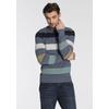 Strickpullover TOM TAILOR, Herren, Gr. XXL, blau (blau multi), Strick, Obermaterial: 100% Baumwolle, casual, normal hüftbedeckend, Langarm, Pullover, mit Blockstreifen