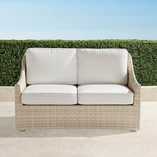 Ashby Loveseat with Cushions in Shell Wicker - Quick Dry, Restored Seaglass - Frontgate