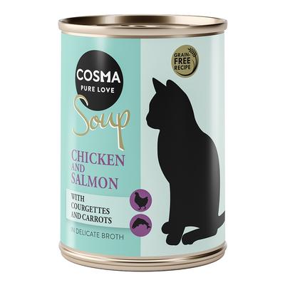 24x100g Chicken & Salmon with Courgettes & Carrots Soup Cosma Wet Cat Food