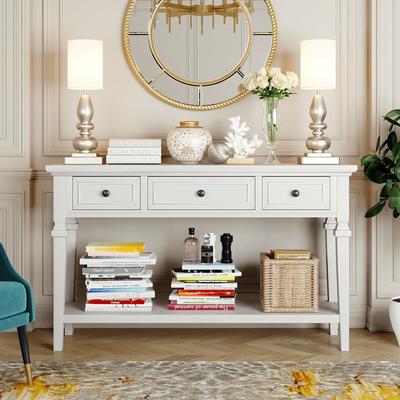 American Retro Style Console Table,Classic Retro Style Console Table with 3 Top Drawers