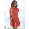 Blusenkleid S.OLIVER, Damen, Gr. 42, N-Gr, orange (koralle), Web, Obermaterial: 100% Viskose, unifarben, modisch, figurumspielend ca. Mitte Oberschenkel, V-Ausschnitt, Kurzarm, Kleider, mit Volant am Rock, Tunikakleid, Sommerkleid, Basic, Topseller