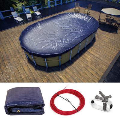 ColourTreeUSA Premium Oval Winter Pool Cover Above Ground with 4 ft. Overlap - 140 GSM