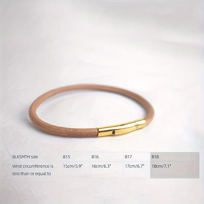 TEMU Leather Cowhide Ladies Minimalist Plain Leather Bracelet Elegant Bangle Image