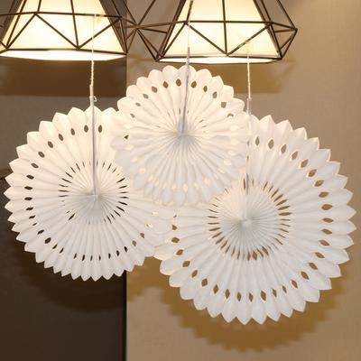 TEMU 3pcs, White Hollow Out Paper Fan Decoration Image