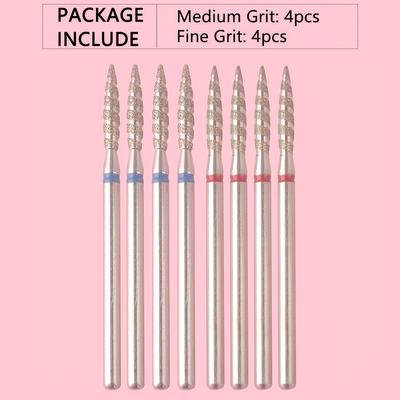 "TEMU 8pcs/set Flame Design Drill Bit Set, Manicure Pedicure Tool For Cleaning, Smoothing, And Fine Detail Work - 3/32" Shank, Standard And Fine Grit, Disinfectable" Image