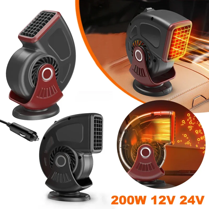 2in1 ventilateur de chauffage de voiture 200W 12V 24V chauffage de voiture ventilateur de chauffage de refroidissement électrique dégivreur de pare-brise désembuage désembuage chauffage Anti-buée